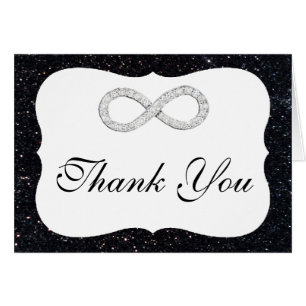 Zwarte Glitter Diamond Infinity Hartelijk dank