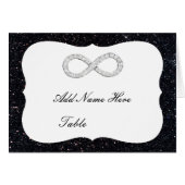 Zwarte Glitter Diamond Infinity Table Place Card (Voorkant Horizontaal)