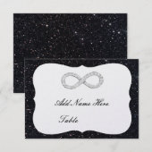 Zwarte Glitter Diamond Infinity Table Place Card Kaart (Voorkant / Achterkant)