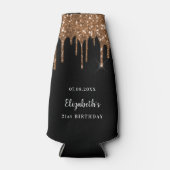 Zwarte glitter drift gouden monogram flesjeskoeler (Voorkant)