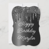 ZWARTE GLITTER DRIP ELEGANT BIRTHDAY INVITATION KAART (Achterkant)