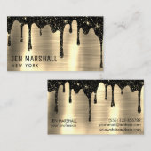 Zwarte glitter druppels visitekaartje (Voorkant / Achterkant)