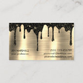 Zwarte glitter druppels visitekaartje (Achterkant)
