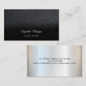 Zwarte Glitter Elegant Zakelijk Modern Visitekaartje (Voorkant / Achterkant)
