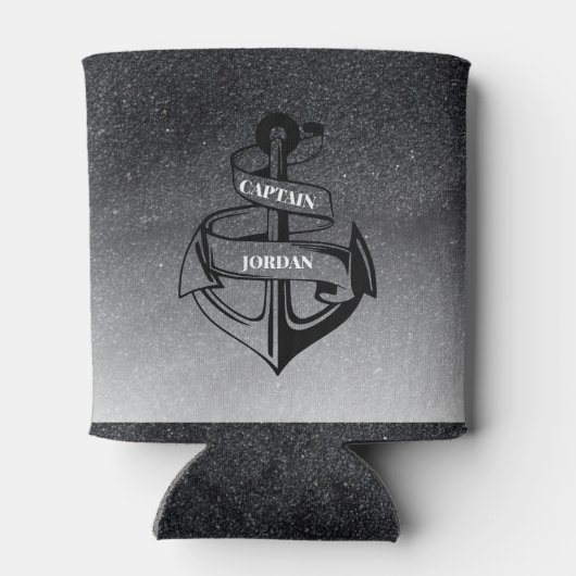 Zwarte glitter en anker blikjeskoeler (Achterkant)