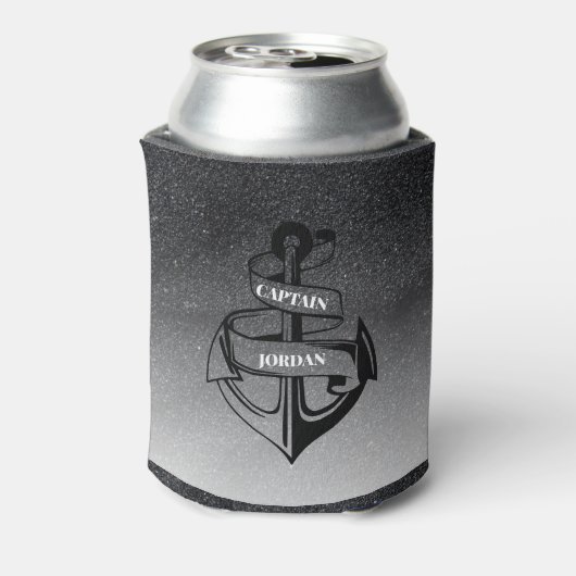 Zwarte glitter en anker blikjeskoeler (Blikje Achterkant)