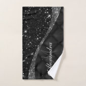 Zwarte Glitter en Glitter Bad Handdoek (Handdoek)