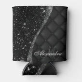 Zwarte Glitter en Glitter Blikjeskoeler (Voorkant)