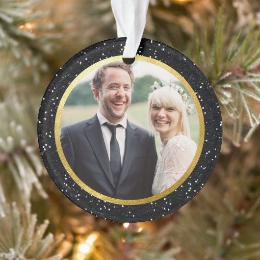 Zwarte glitter en goud | Vakantiefoto Ornament (Boom)
