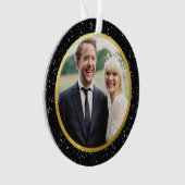 Zwarte glitter en goud | Vakantiefoto Ornament (voorkant)