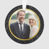 Zwarte glitter en goud | Vakantiefoto Ornament (voorkant)