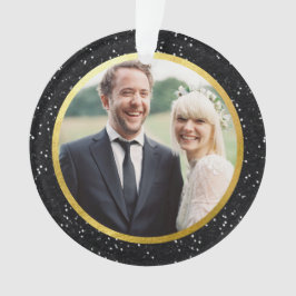 Zwarte glitter en goud | Vakantiefoto Ornament