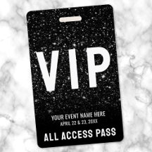 Zwarte Glitter Event VIP-Pas