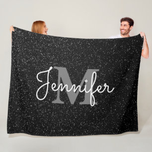 Zwarte glitter fleece deken