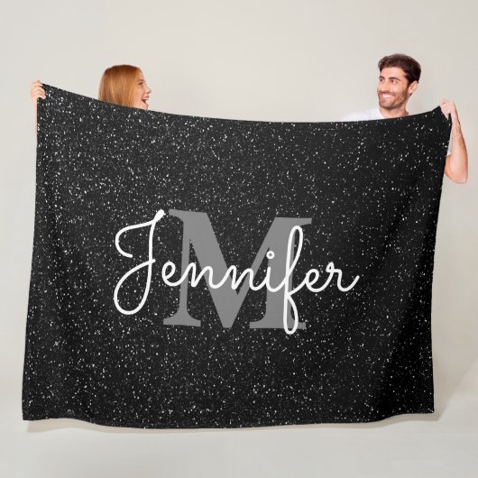Zwarte glitter fleece deken (In situ)