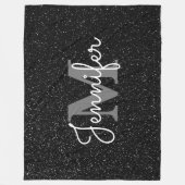 Zwarte glitter fleece deken (Voorkant)