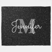 Zwarte glitter fleece deken (Voorkant (Horizontaal))
