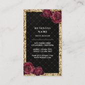 Zwarte Glitter Floral Cake Pastry Chef Bakery Visitekaartje (Achterkant)