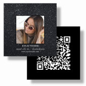 Zwarte Glitter | Foto | QR-code voor sociale media Vierkante Visitekaartje