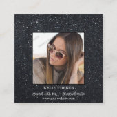 Zwarte Glitter | Foto | QR-code voor sociale media Vierkante Visitekaartje (Voorkant)