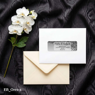 Zwarte Glitter Glanzende Elegante Retouradres  Etiket