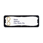 Zwarte Glitter Gold Infinity-Adresetiketten Etiket (Voorkant)