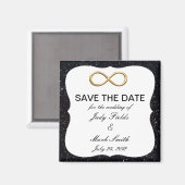 Zwarte Glitter Gold Infinity bespaart de datum mag Magneet (Voorkant / Achterkant)