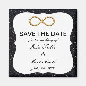 Zwarte Glitter Gold Infinity bespaart de datum mag Magneet (Voorkant)
