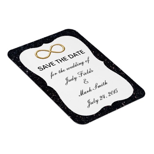 Zwarte Glitter Gold Infinity bespaart de datum mag Magneet (Rechterzijde)
