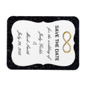 Zwarte Glitter Gold Infinity bespaart de datum mag Magneet (Horizontaal)