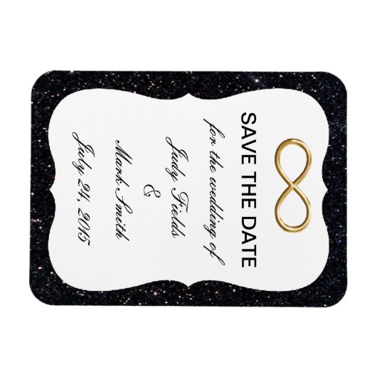 Zwarte Glitter Gold Infinity bespaart de datum mag Magneet (Horizontaal)