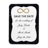 Zwarte Glitter Gold Infinity bespaart de datum mag Magneet (Verticaal)