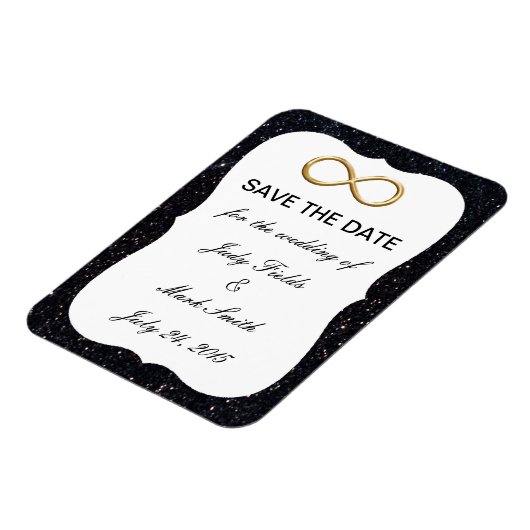Zwarte Glitter Gold Infinity bespaart de datum mag Magneet (Linkerzijde)