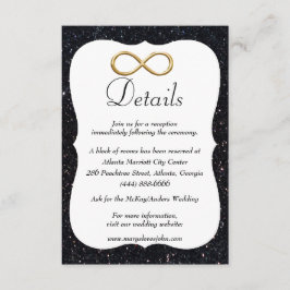 Zwarte Glitter Gold Infinity bruiloft - Gegevens Informatiekaartje
