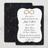 Zwarte Glitter Gold Infinity Engagement Party Kaart (Voorkant / Achterkant)
