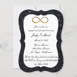Zwarte Glitter Gold Infinity Engagement Party Kaart