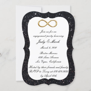 Zwarte Glitter Gold Infinity Engagement Party Kaart