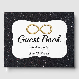 Zwarte Glitter Gold Infinity-gids Gastenboek
