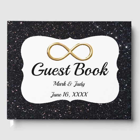 Zwarte Glitter Gold Infinity-gids Gastenboek (Voorkant)