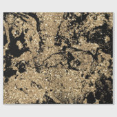 Zwarte Glitter Gold Marble Glam Abstract Minimale Cadeaupapier (Vlak)