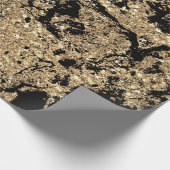 Zwarte Glitter Gold Marble Glam Abstract Minimale Cadeaupapier (Hoek)
