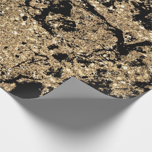 Zwarte Glitter Gold Marble Glam Abstract Minimale Cadeaupapier (Hoek)