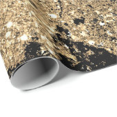 Zwarte Glitter Gold Marble Glam Abstract Minimale Cadeaupapier (Rol Hoek)