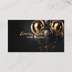 Zwarte Glitter Gouden Ballon Evenement Visitekaart Visitekaartje