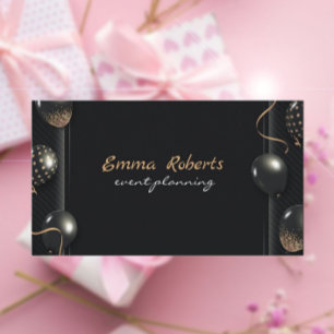 Zwarte Glitter Gouden Ballon Visitekaartje