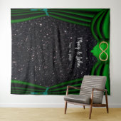 Zwarte Glitter Gouden Oneindigheid Groene Gordijn  Wandkleed (In Situ (horizontaal))