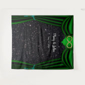 Zwarte Glitter Gouden Oneindigheid Groene Gordijn  Wandkleed (Voorkant (horizontaal))