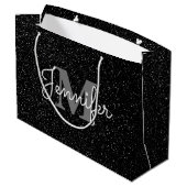 Zwarte glitter groot cadeauzakje (Achterkant Gekanteld)