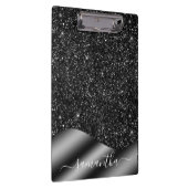 Zwarte Glitter Handgeschreven Naam Metal Monogram Klembord (Rechts)