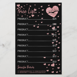 Zwarte Glitter Hart Lip Lipstick Make-up prijslijs Briefpapier
